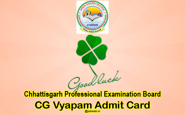 CG Vyapam Hostel Warden Admit Card 2016 for 819 Chatrawas Adhikshak Posts