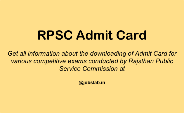 RPSC Admit Card 2016 - Download RPSC Hall Ticket 2016
